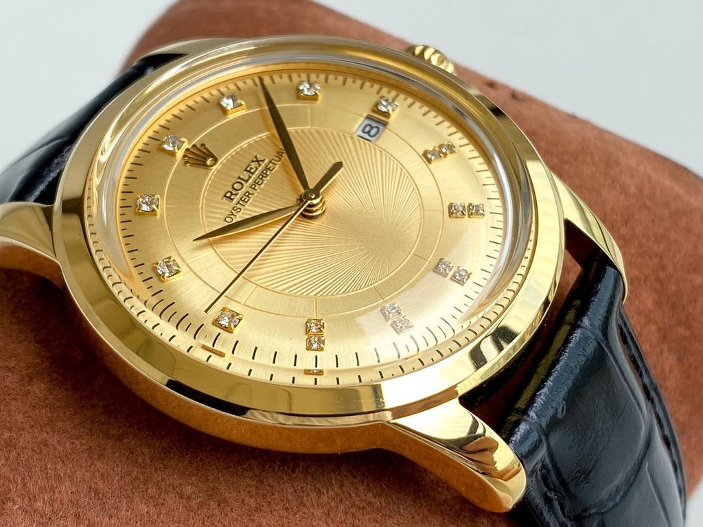 OYSTER PERPETUAL 40MM GOLD CASE LEATHER STRAP