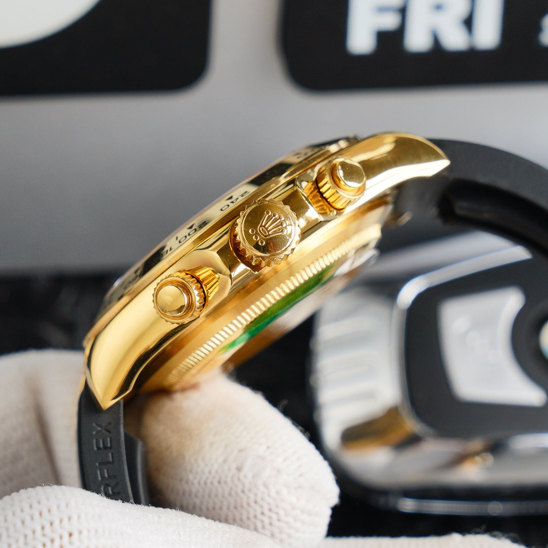DAYTONA 40MM GOLD CASE BLACK RUBBER STRAP