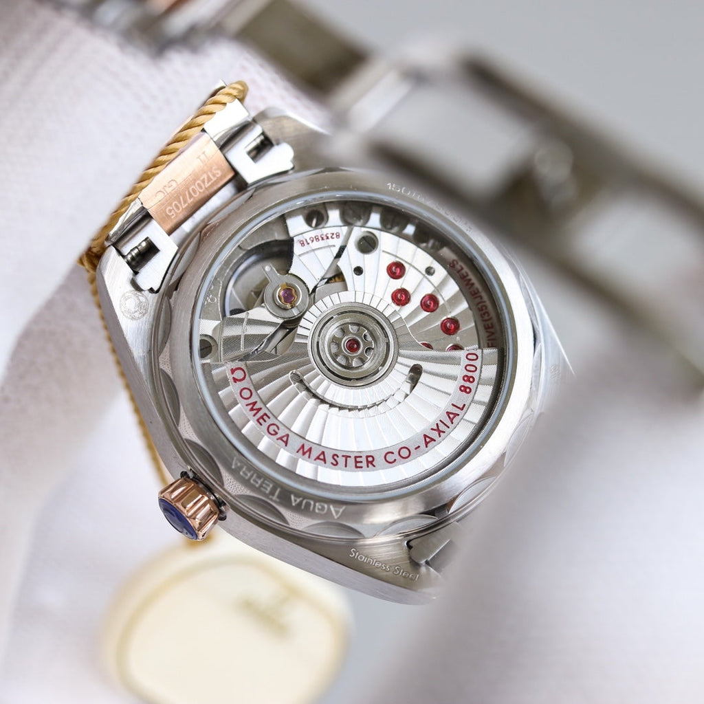 SEAMASTER CO-AXIAL 34MM ROSE GOLD STEEL DIAMOND BEZEL