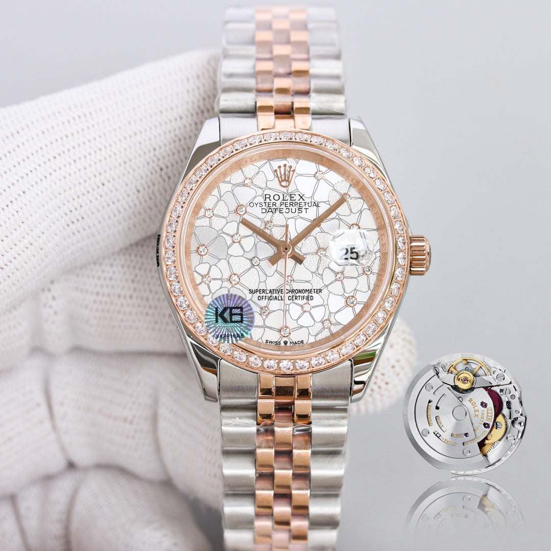 DATEJUST 31 TWO-TONE PINK GOLD STEEL GREY DIAL